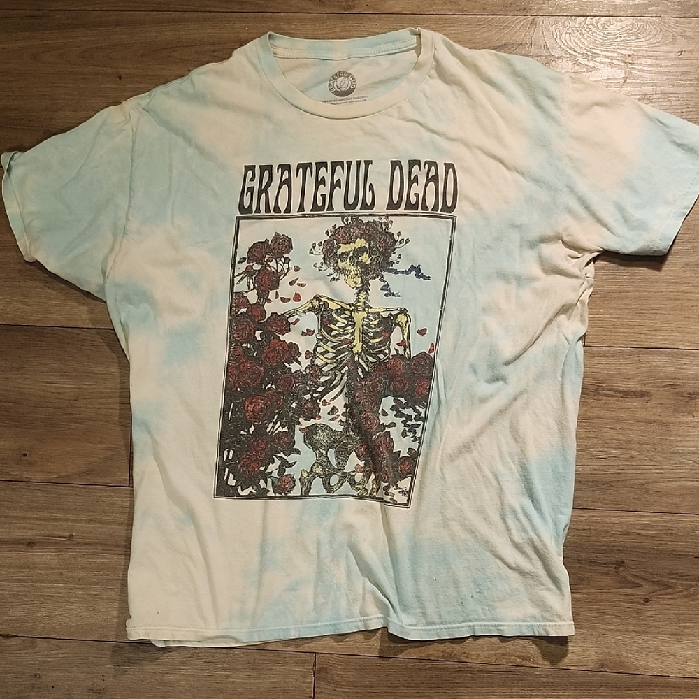 Grateful Dead Blue and Cream Short Sleeve T-shirt 2xL